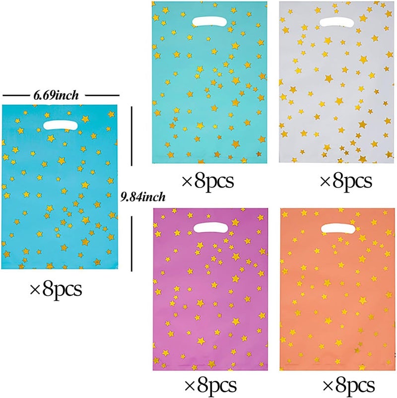 saizone 40pcs Party Favor Bags,Birthday Goodie Candy,Goodie Bags for Kids Party,Loot Bags for Kids Birthday Party with Star Pattern,5 Colors - Image 2